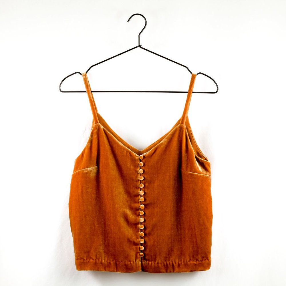 MADEWELL Velvet Button-Down Cami Gold Rust NWT Sz0